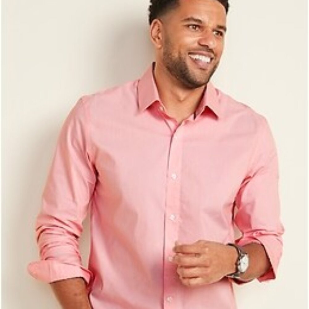 Old Navy Men's Pink Button-Down Dress Shirt